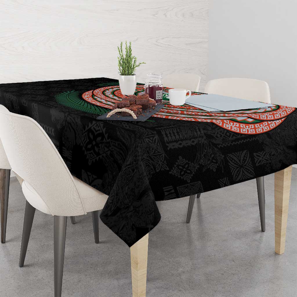 Penama Tribal Tattoo with Namele Leaves Tablecloth LT03 - Polynesian Pride