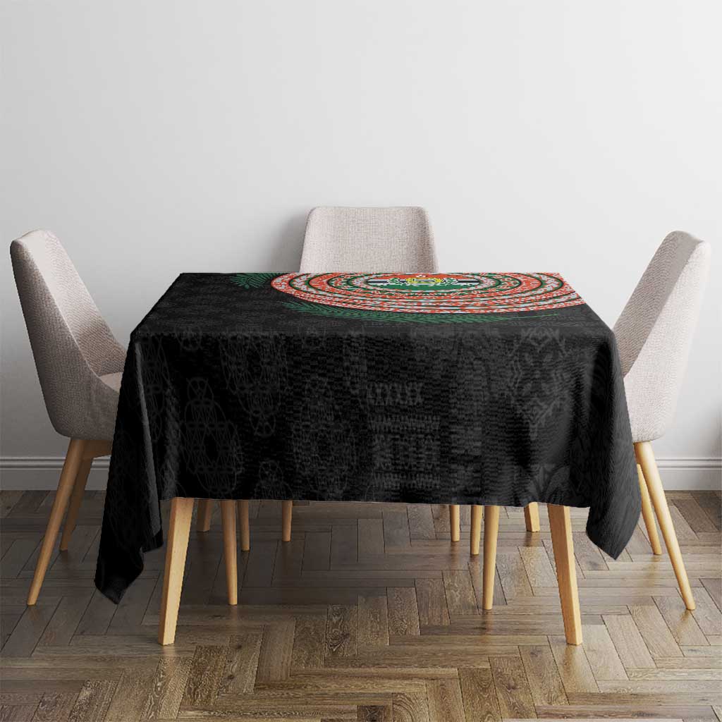 Penama Tribal Tattoo with Namele Leaves Tablecloth LT03 - Polynesian Pride