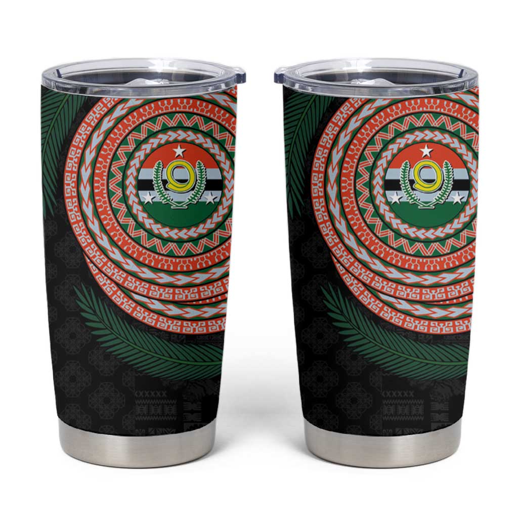 Penama Tribal Tattoo with Namele Leaves Tumbler Cup LT03 Black - Polynesian Pride