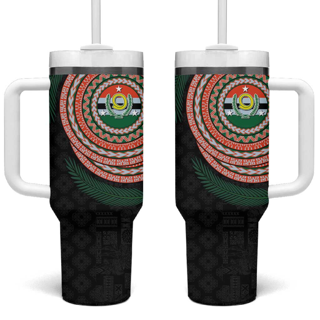Penama Tribal Tattoo with Namele Leaves Tumbler With Handle LT03 One Size: 40 oz Black - Polynesian Pride