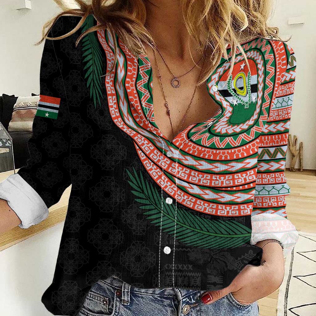 Penama Tribal Tattoo with Namele Leaves Women Casual Shirt