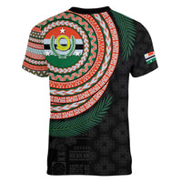 Penama Tribal Tattoo with Namele Leaves Women V-Neck T-Shirt LT03 - Polynesian Pride