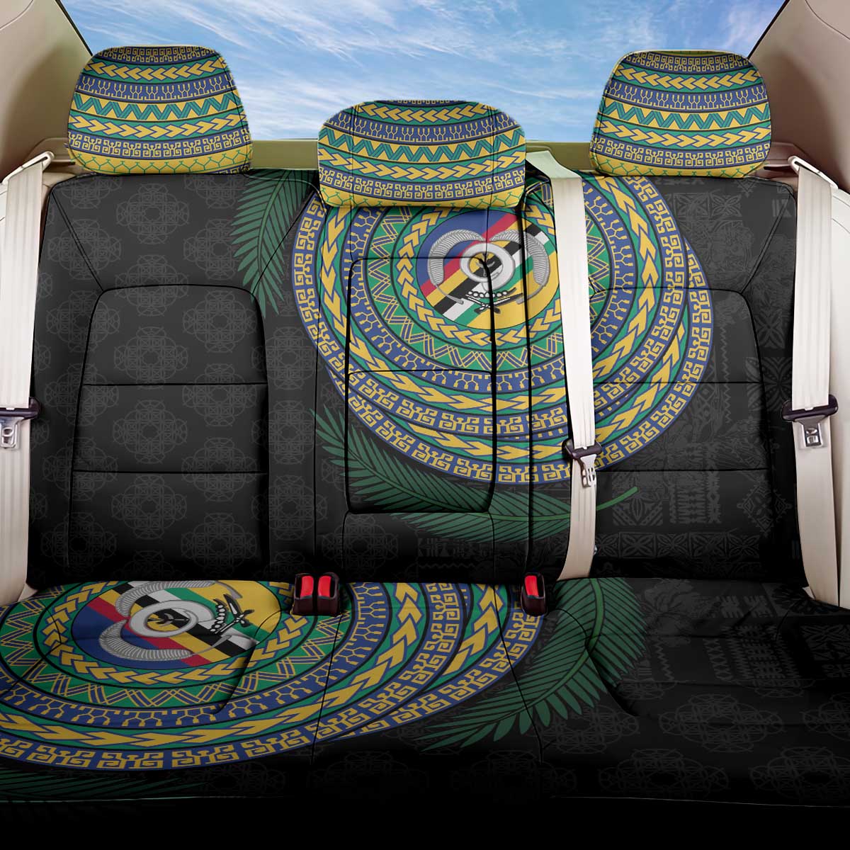 Torba Tribal Tattoo with Namele Leaves Back Car Seat Cover