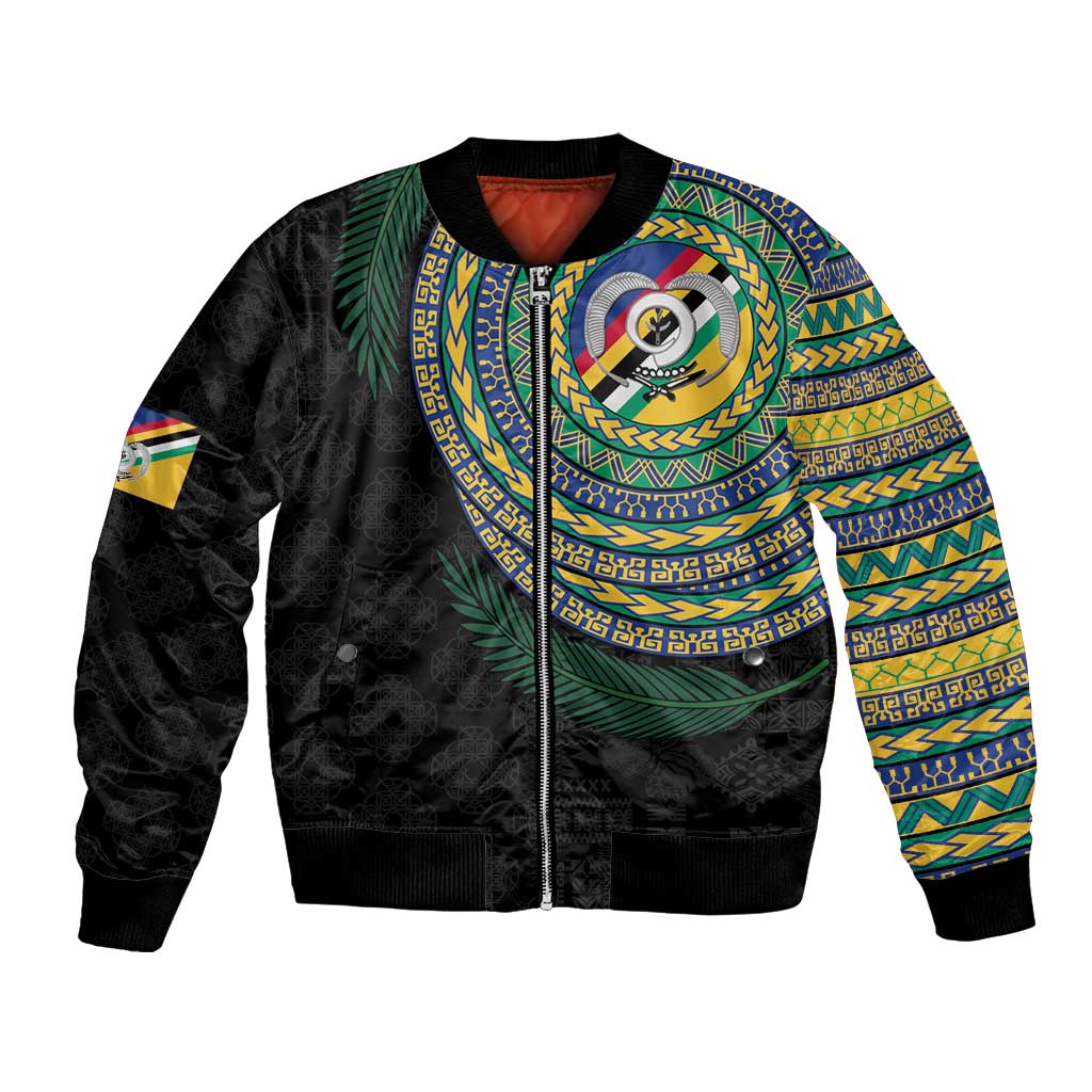 Torba Tribal Tattoo with Namele Leaves Bomber Jacket LT03 Unisex Black - Polynesian Pride