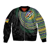 Torba Tribal Tattoo with Namele Leaves Bomber Jacket LT03 Unisex Black - Polynesian Pride