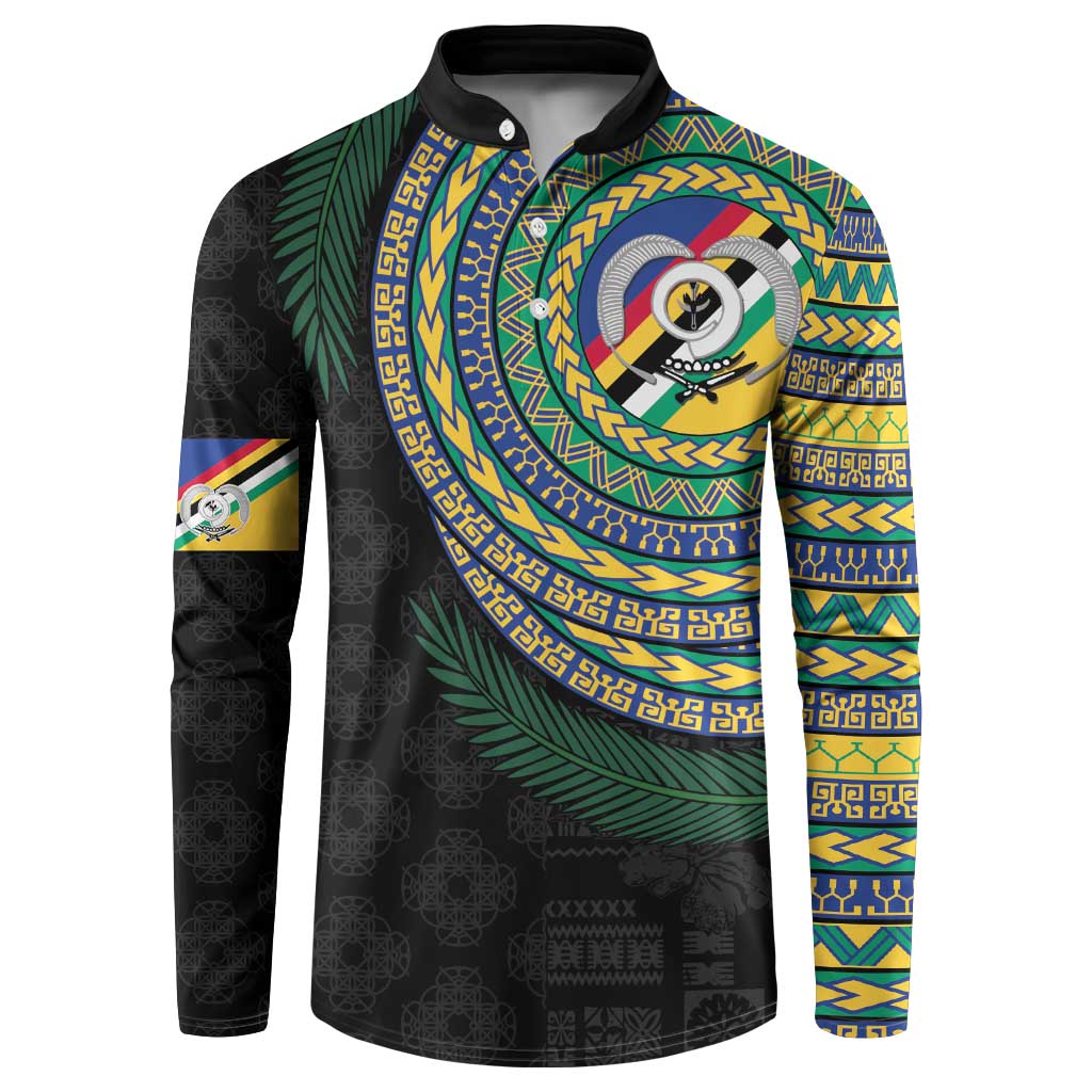 Torba Tribal Tattoo with Namele Leaves Button Sweatshirt LT03 Black - Polynesian Pride