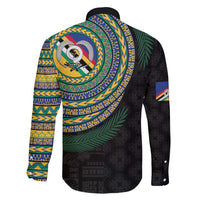 Torba Tribal Tattoo with Namele Leaves Family Matching Long Sleeve Bodycon Dress and Hawaiian Shirt LT03 - Polynesian Pride