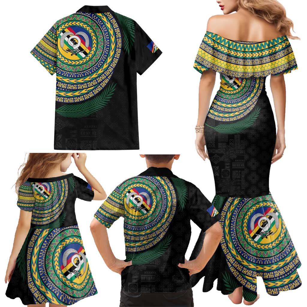 Torba Tribal Tattoo with Namele Leaves Family Matching Mermaid Dress and Hawaiian Shirt LT03 - Polynesian Pride
