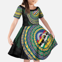 Torba Tribal Tattoo with Namele Leaves Family Matching Off Shoulder Maxi Dress and Hawaiian Shirt