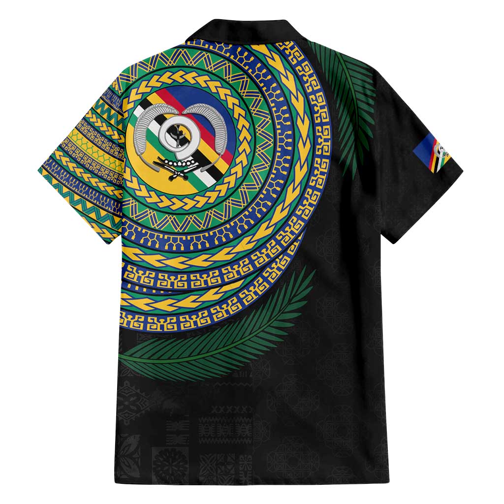 Torba Tribal Tattoo with Namele Leaves Family Matching Off Shoulder Maxi Dress and Hawaiian Shirt