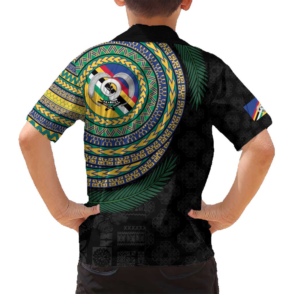 Torba Tribal Tattoo with Namele Leaves Family Matching Off Shoulder Short Dress and Hawaiian Shirt