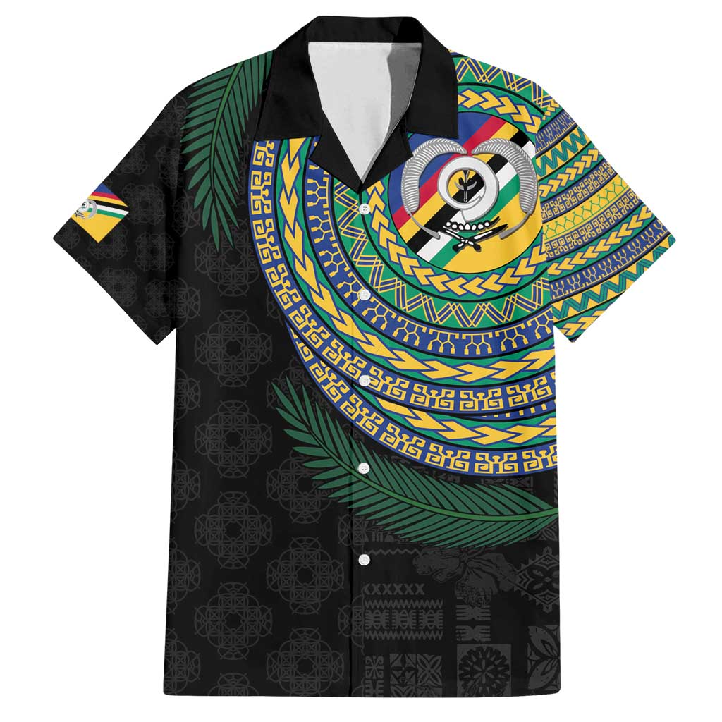 Torba Tribal Tattoo with Namele Leaves Family Matching Puletasi and Hawaiian Shirt LT03 Dad's Shirt - Short Sleeve Black - Polynesian Pride