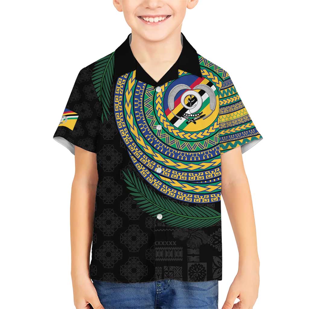 Torba Tribal Tattoo with Namele Leaves Family Matching Short Sleeve Bodycon Dress and Hawaiian Shirt LT03 Son's Shirt Black - Polynesian Pride