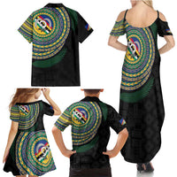 Torba Tribal Tattoo with Namele Leaves Family Matching Summer Maxi Dress and Hawaiian Shirt