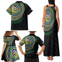 Torba Tribal Tattoo with Namele Leaves Family Matching Tank Maxi Dress and Hawaiian Shirt