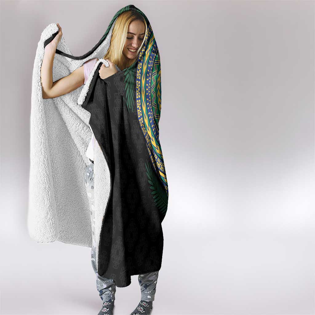 Torba Tribal Tattoo with Namele Leaves Hooded Blanket