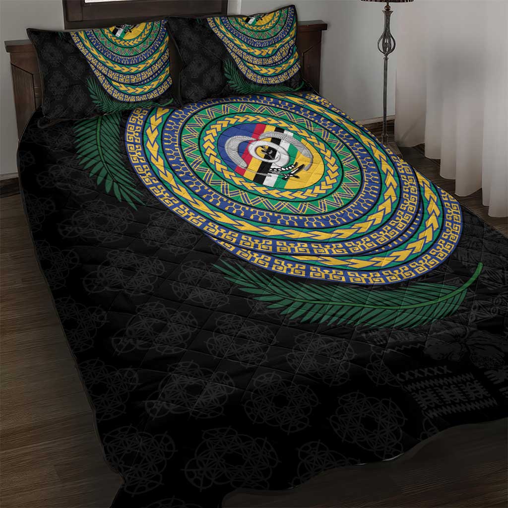 Torba Tribal Tattoo with Namele Leaves Quilt Bed Set