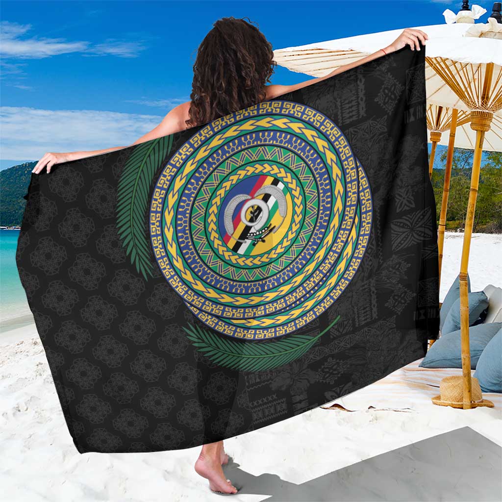 Torba Tribal Tattoo with Namele Leaves Sarong LT03 One Size 44 x 66 inches Black - Polynesian Pride