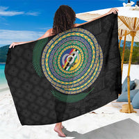 Torba Tribal Tattoo with Namele Leaves Sarong LT03 One Size 44 x 66 inches Black - Polynesian Pride