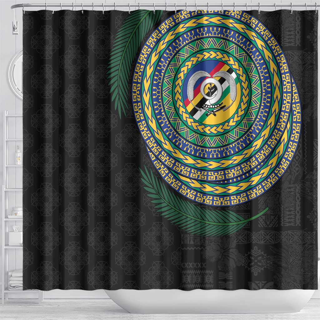 Torba Tribal Tattoo with Namele Leaves Shower Curtain