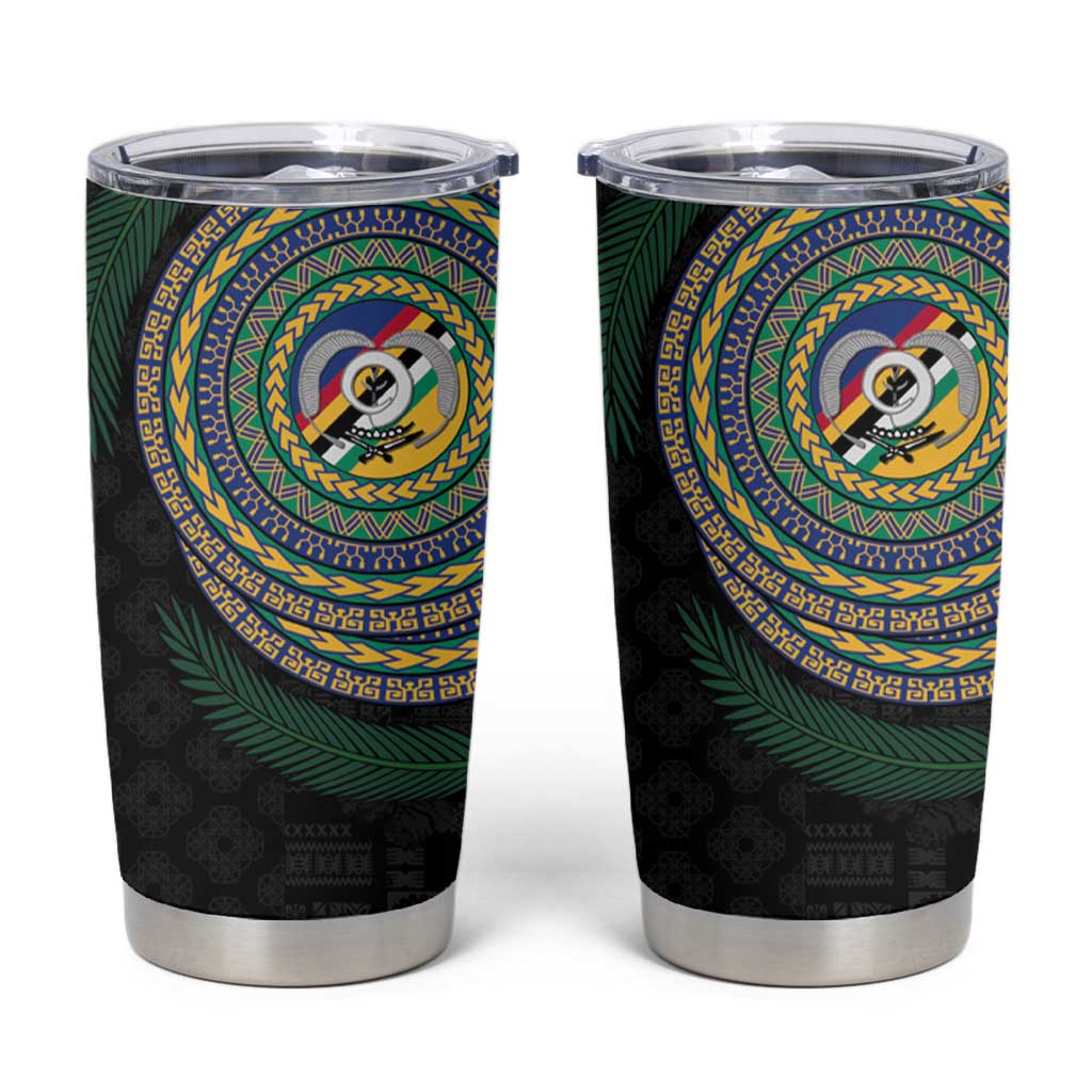 Torba Tribal Tattoo with Namele Leaves Tumbler Cup LT03 Black - Polynesian Pride