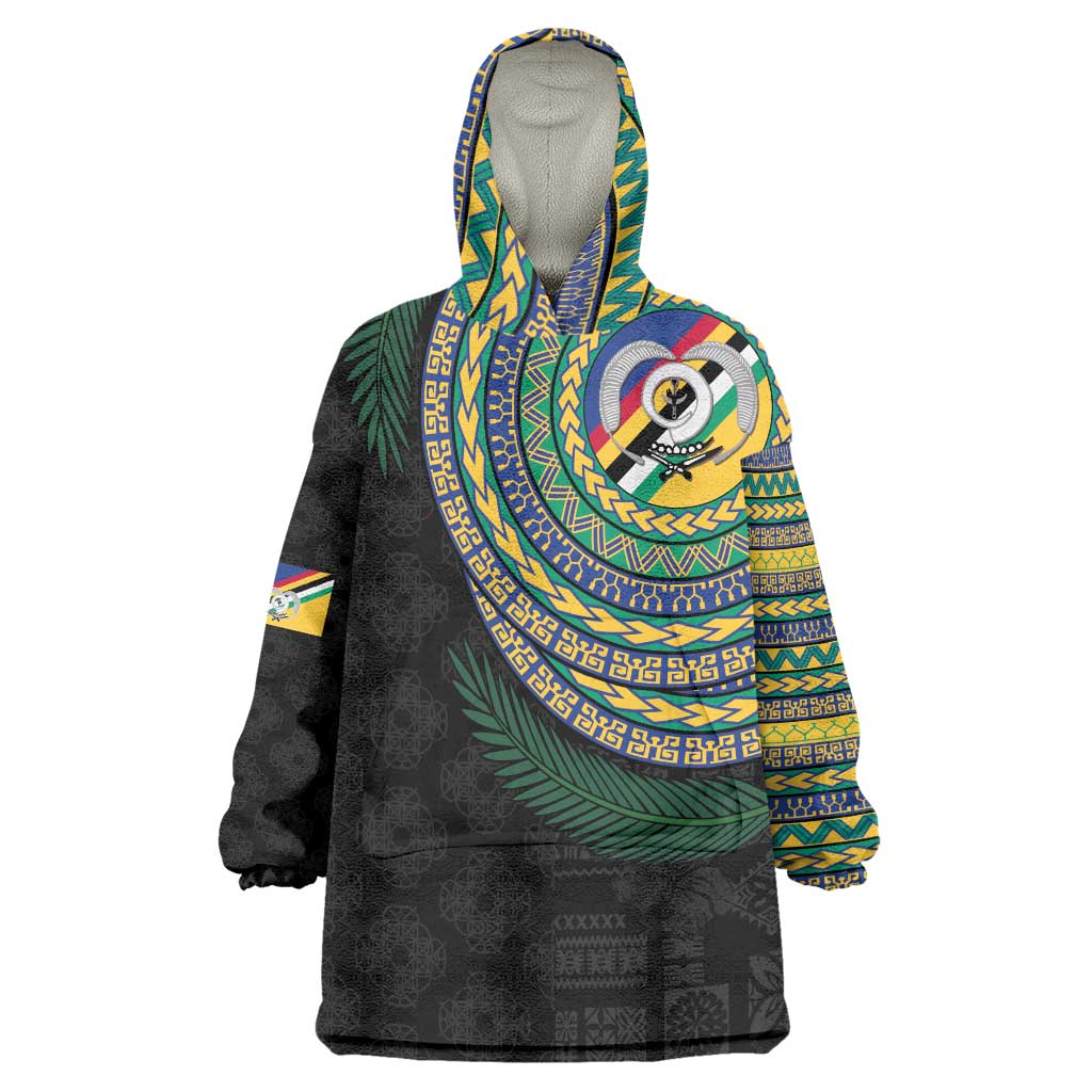 Torba Tribal Tattoo with Namele Leaves Wearable Blanket Hoodie