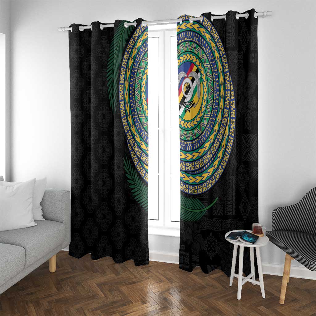 Torba Tribal Tattoo with Namele Leaves Window Curtain LT03 With Grommets Black - Polynesian Pride