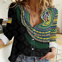 Torba Tribal Tattoo with Namele Leaves Women Casual Shirt