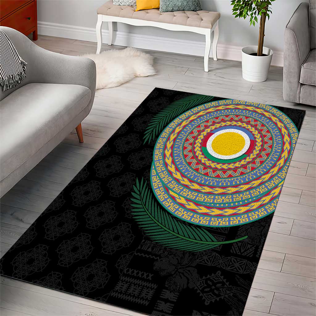 Shefa Tribal Tattoo with Namele Leaves Area Rug LT03 - Polynesian Pride
