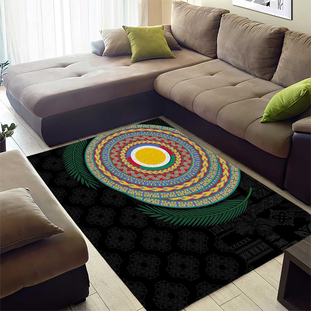 Shefa Tribal Tattoo with Namele Leaves Area Rug LT03 - Polynesian Pride