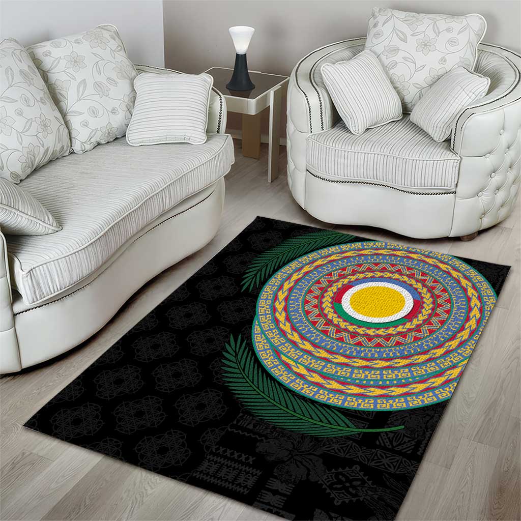 Shefa Tribal Tattoo with Namele Leaves Area Rug LT03 - Polynesian Pride