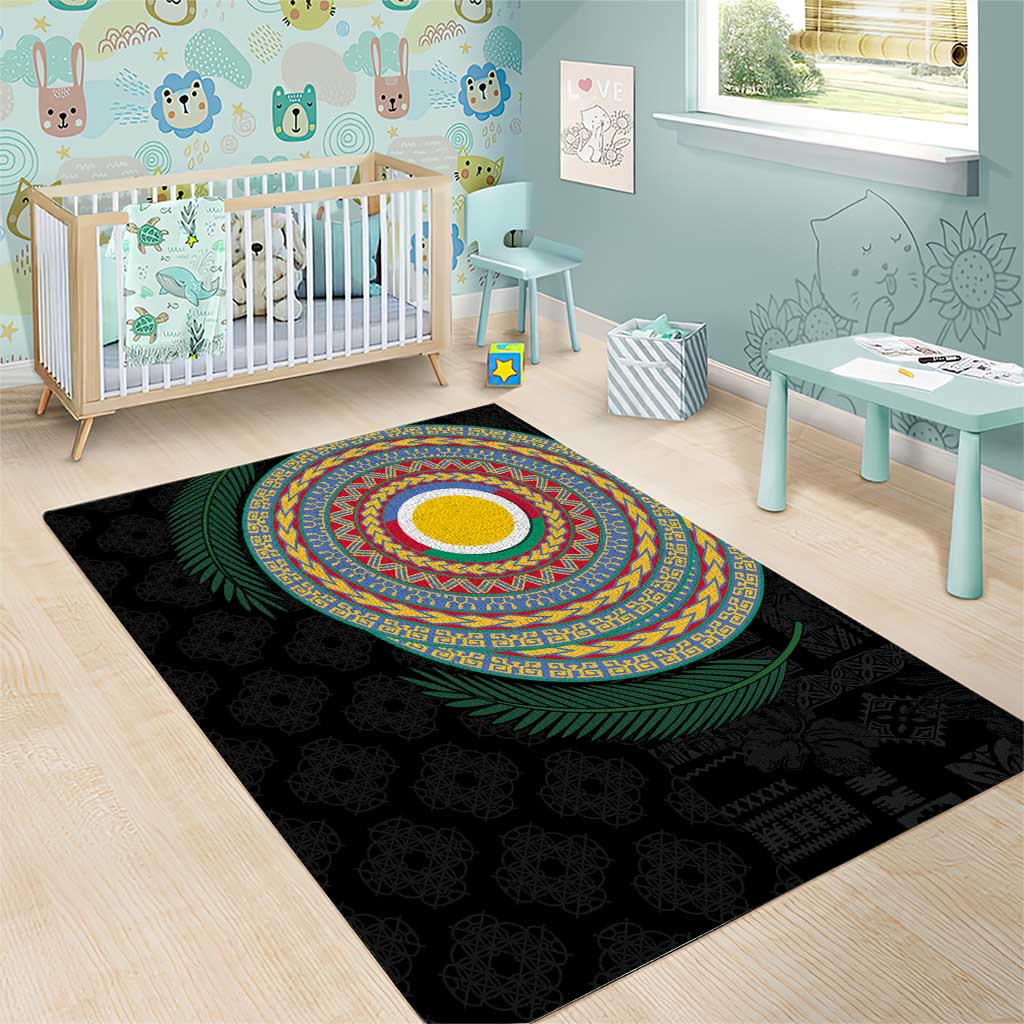 Shefa Tribal Tattoo with Namele Leaves Area Rug LT03 - Polynesian Pride
