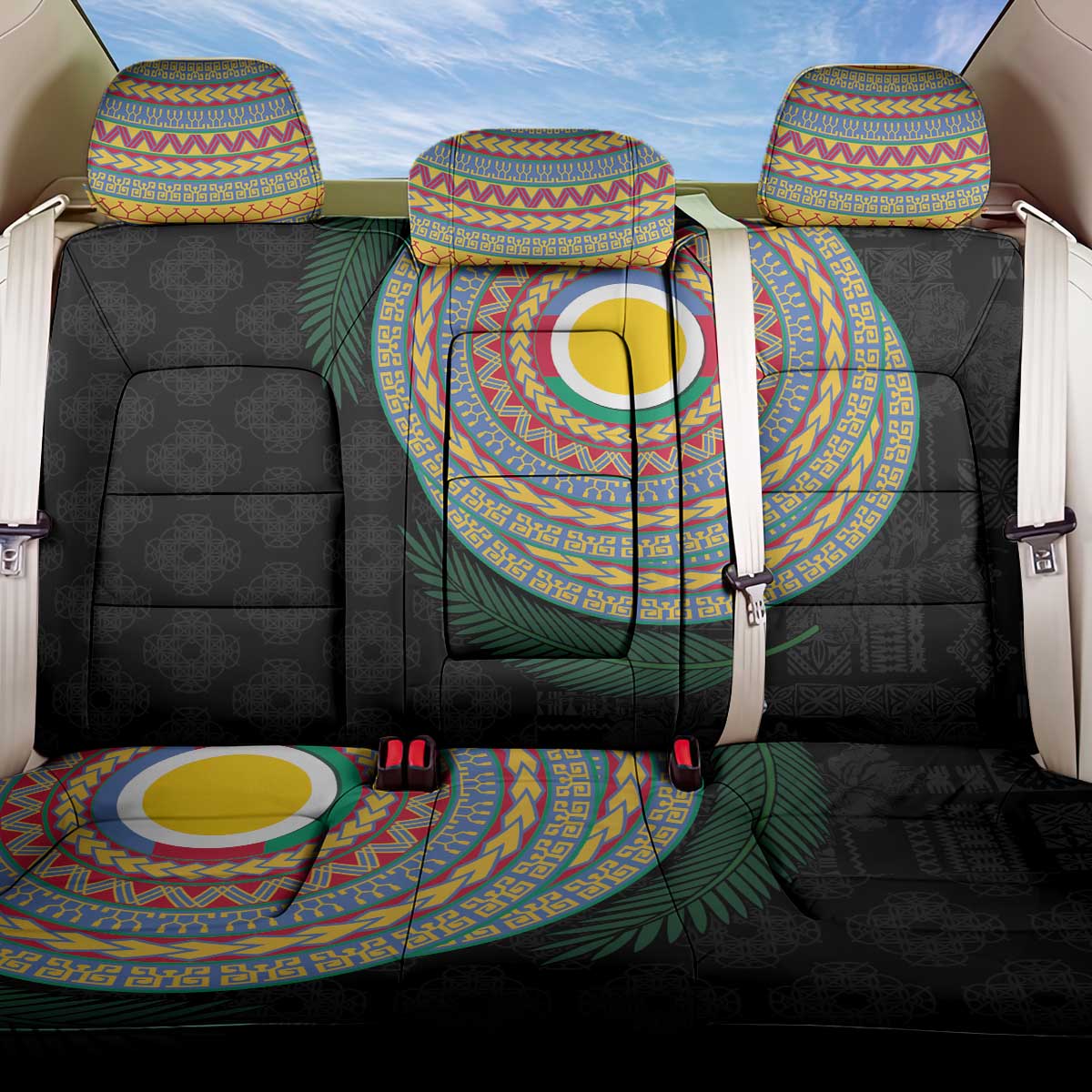 Shefa Tribal Tattoo with Namele Leaves Back Car Seat Cover