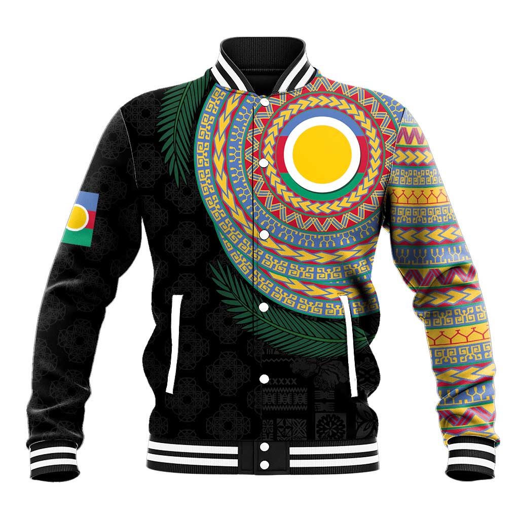 Shefa Tribal Tattoo with Namele Leaves Baseball Jacket LT03 Unisex Black - Polynesian Pride
