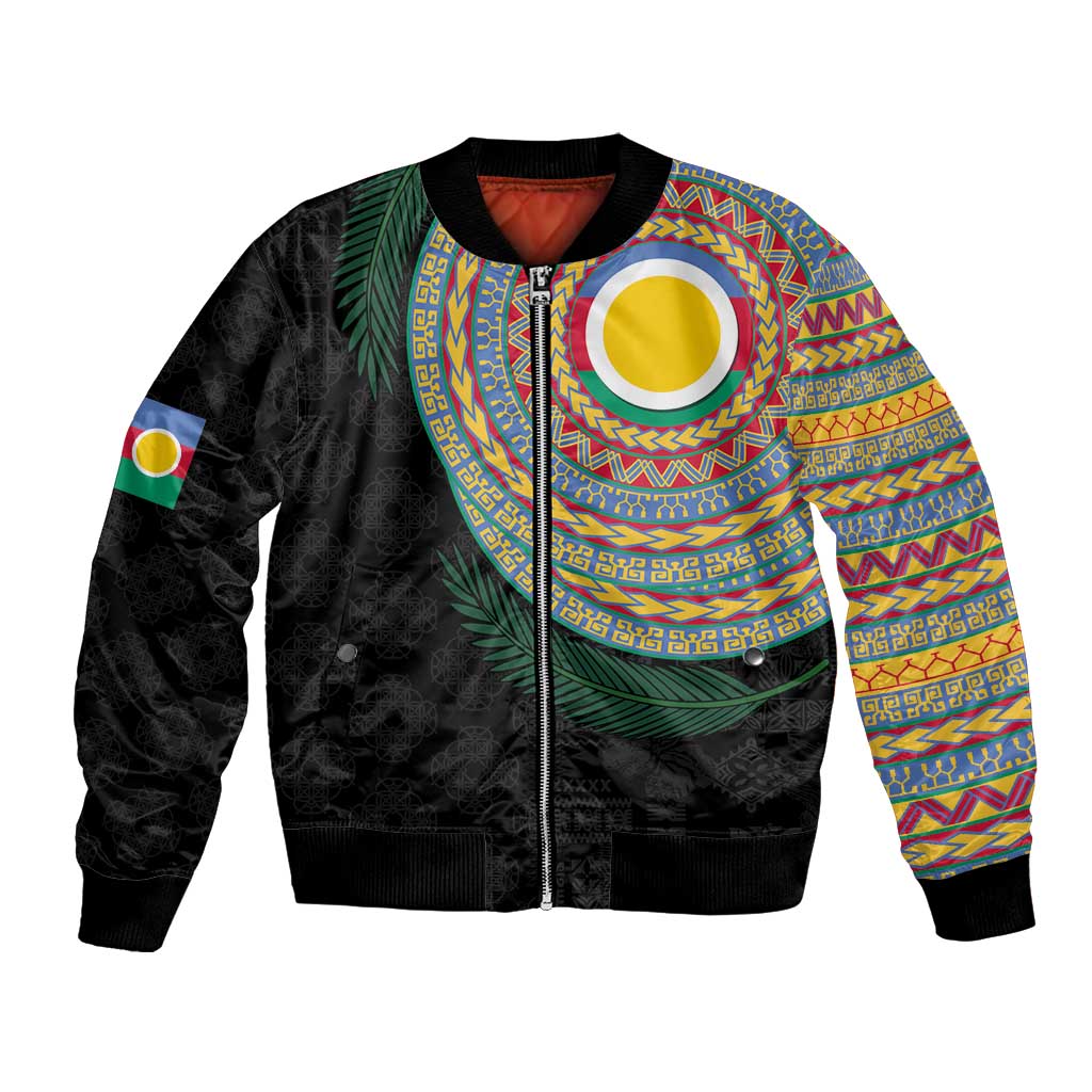 Shefa Tribal Tattoo with Namele Leaves Bomber Jacket LT03 Unisex Black - Polynesian Pride