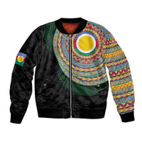 Shefa Tribal Tattoo with Namele Leaves Bomber Jacket LT03 Unisex Black - Polynesian Pride