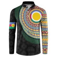 Shefa Tribal Tattoo with Namele Leaves Button Sweatshirt LT03 Black - Polynesian Pride