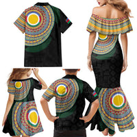 Shefa Tribal Tattoo with Namele Leaves Family Matching Mermaid Dress and Hawaiian Shirt