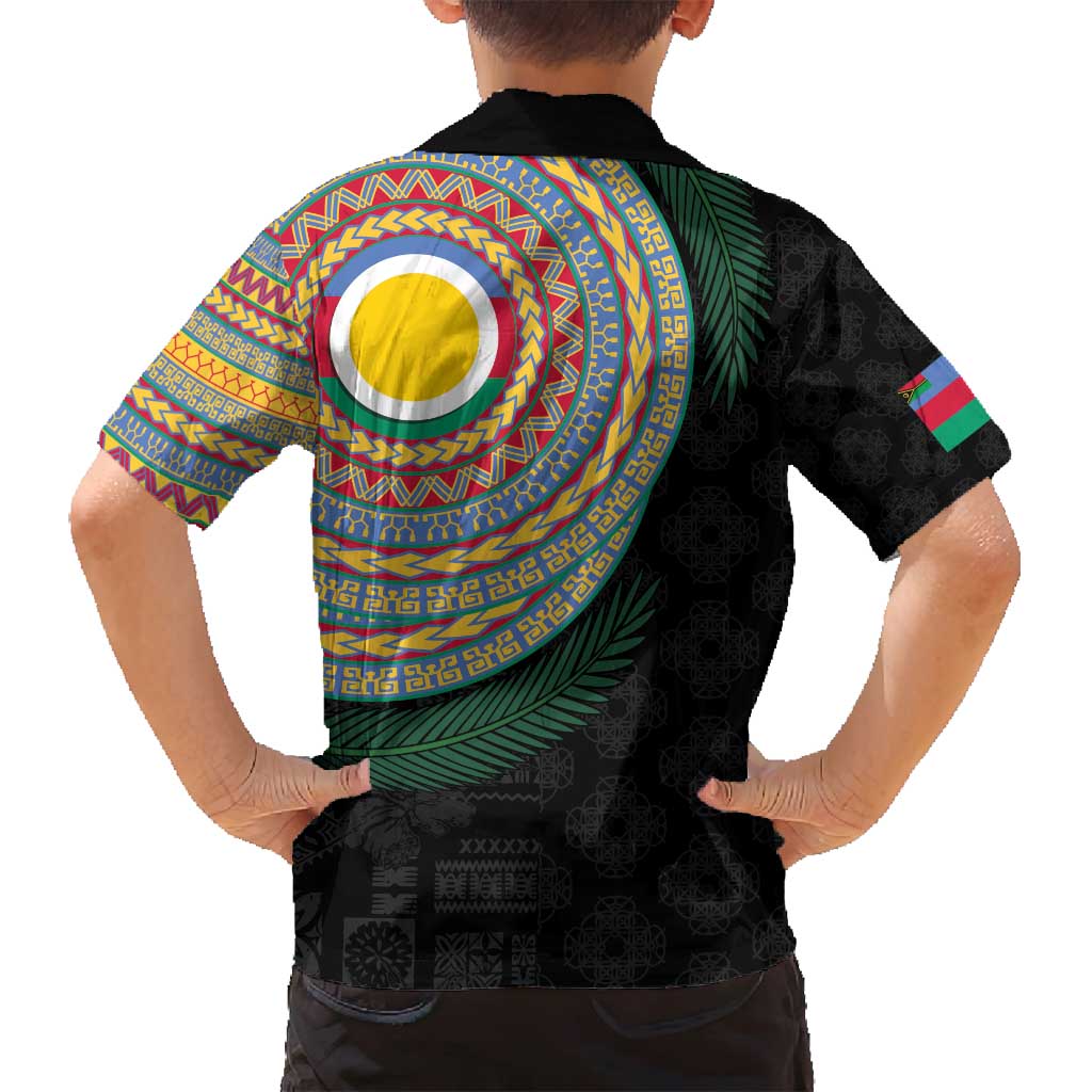 Shefa Tribal Tattoo with Namele Leaves Family Matching Off Shoulder Short Dress and Hawaiian Shirt