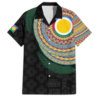Shefa Tribal Tattoo with Namele Leaves Family Matching Puletasi and Hawaiian Shirt LT03 Dad's Shirt - Short Sleeve Black - Polynesian Pride