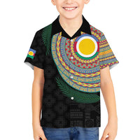 Shefa Tribal Tattoo with Namele Leaves Family Matching Short Sleeve Bodycon Dress and Hawaiian Shirt