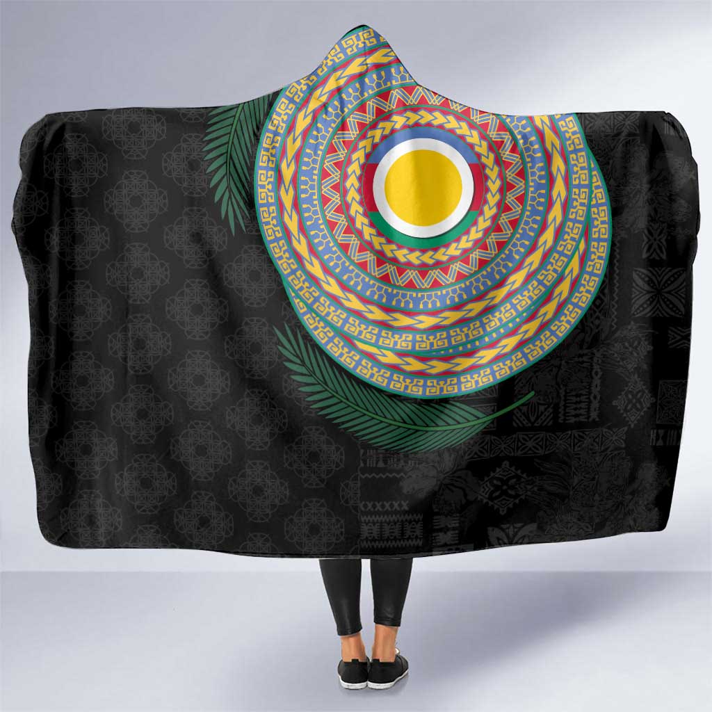 Shefa Tribal Tattoo with Namele Leaves Hooded Blanket