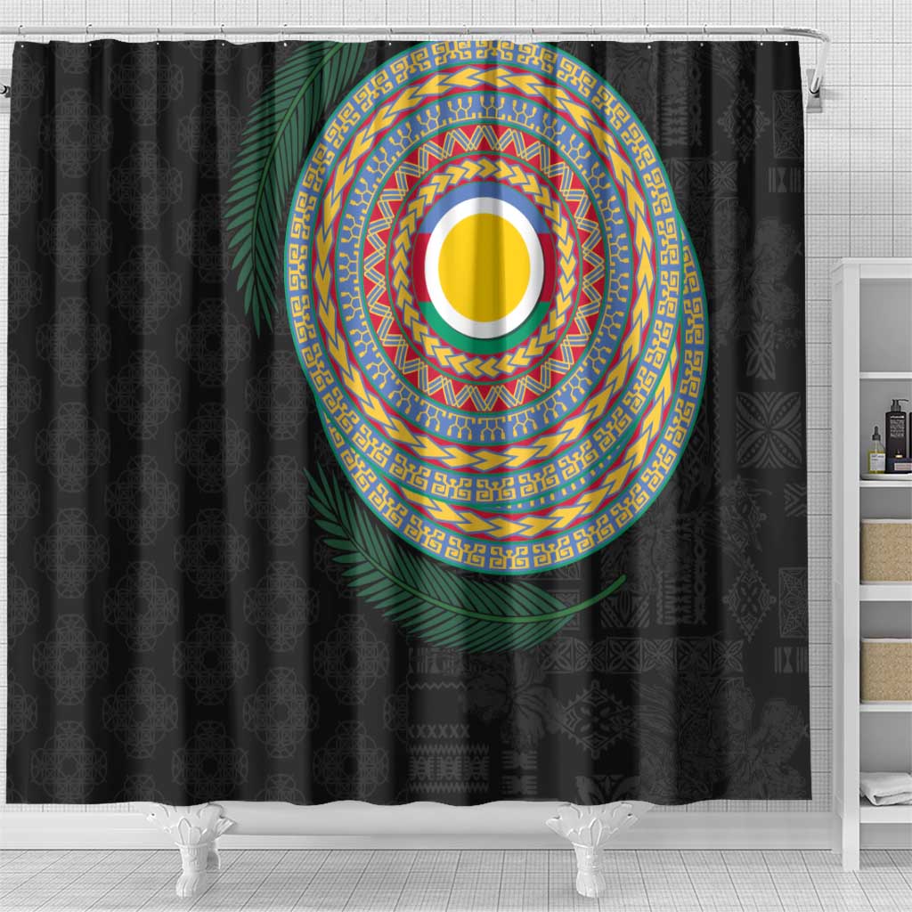 Shefa Tribal Tattoo with Namele Leaves Shower Curtain