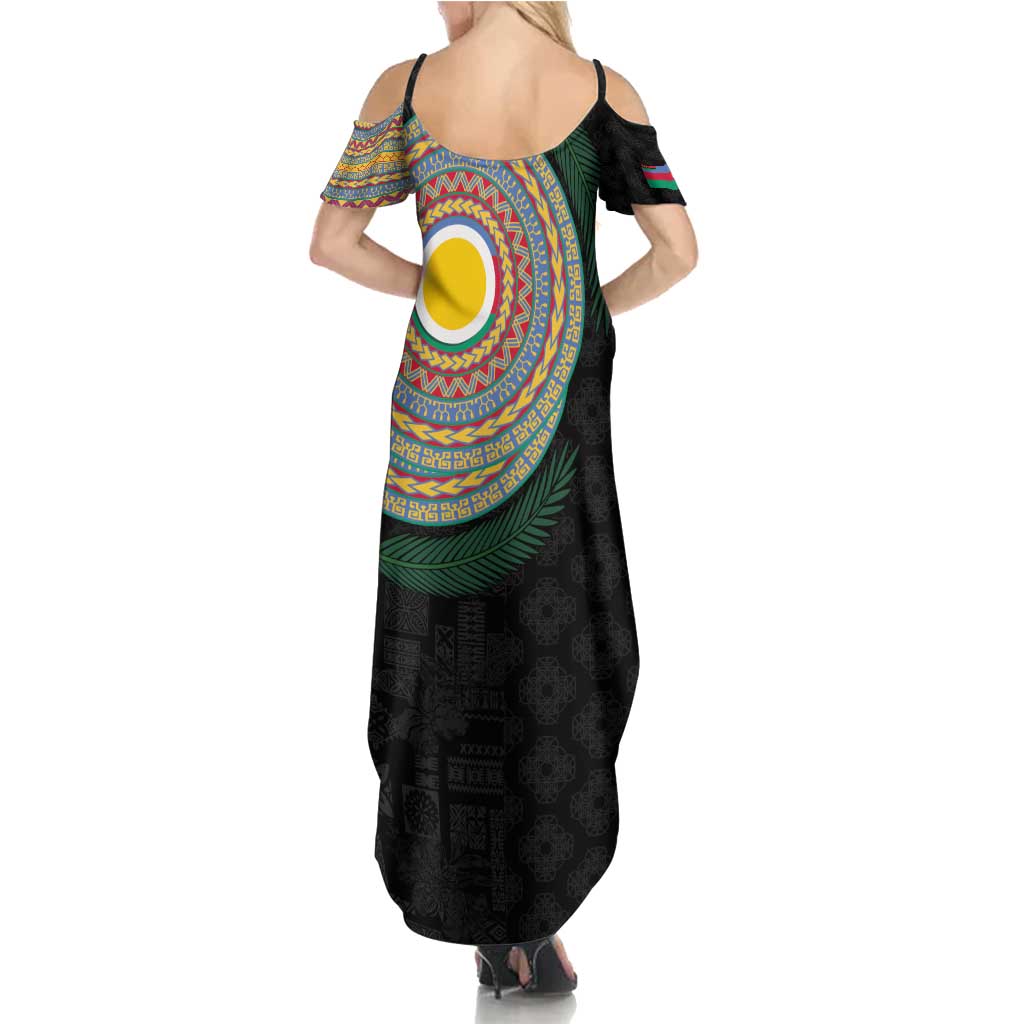 Shefa Tribal Tattoo with Namele Leaves Summer Maxi Dress