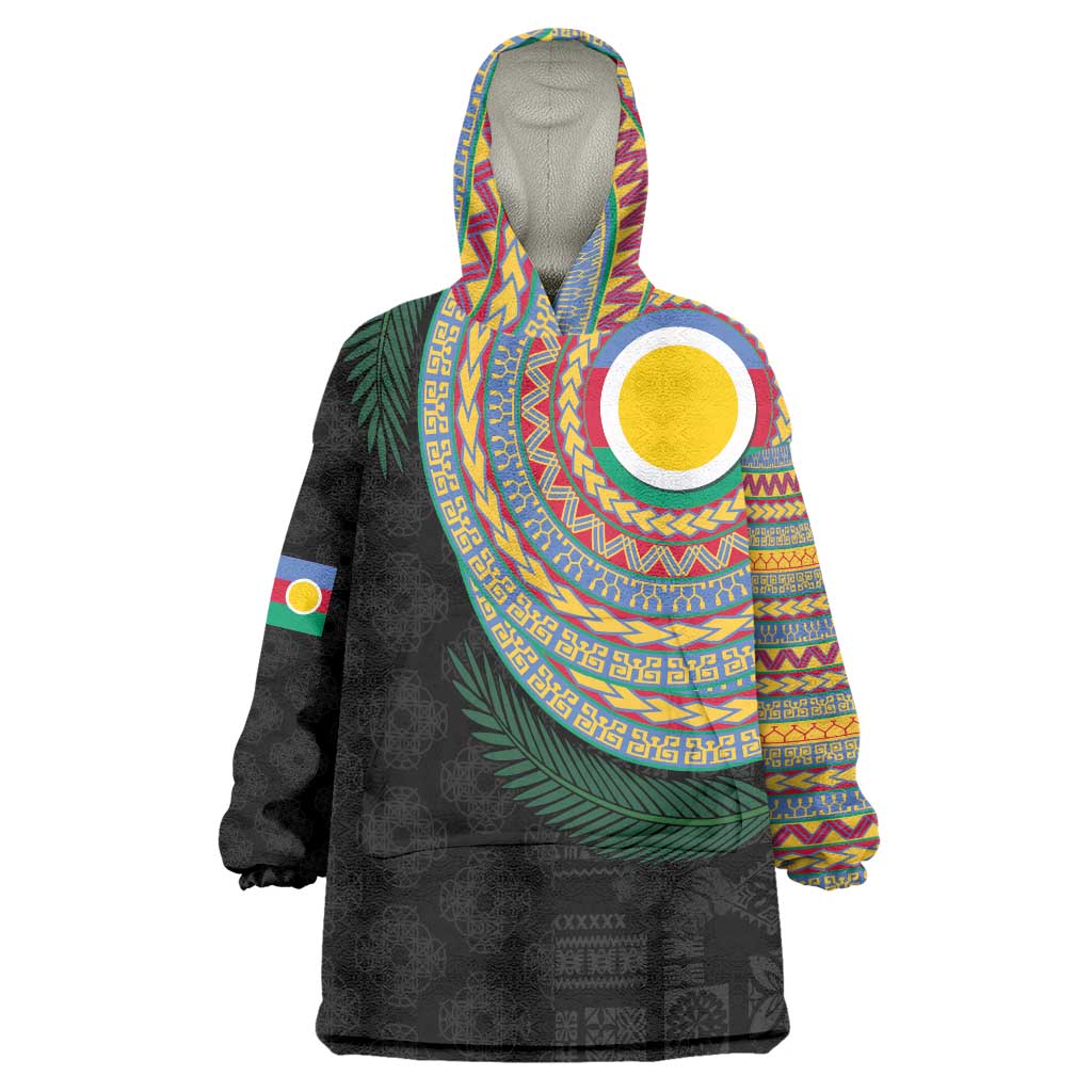 Shefa Tribal Tattoo with Namele Leaves Wearable Blanket Hoodie
