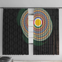 Shefa Tribal Tattoo with Namele Leaves Window Curtain LT03 With Hooks Black - Polynesian Pride