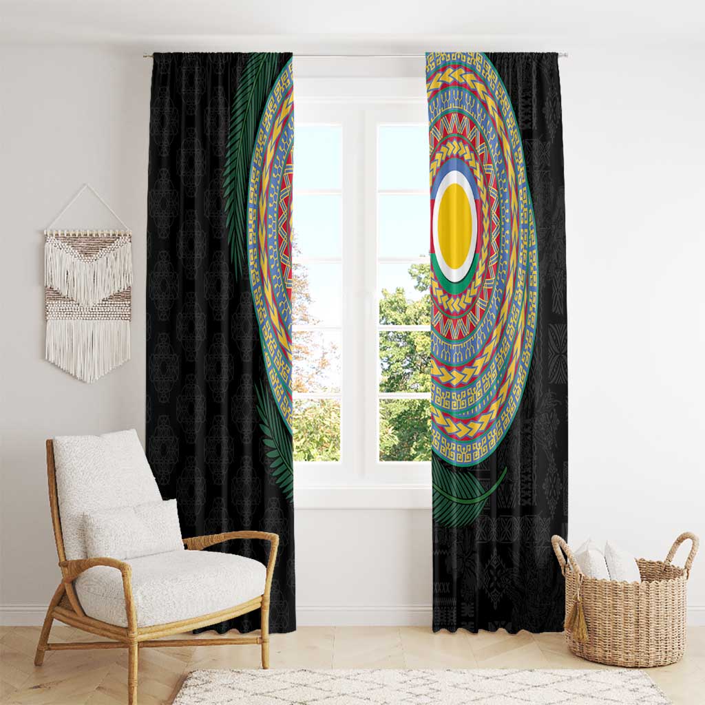 Shefa Tribal Tattoo with Namele Leaves Window Curtain LT03 - Polynesian Pride