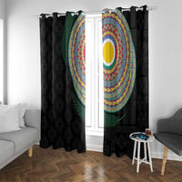 Shefa Tribal Tattoo with Namele Leaves Window Curtain LT03 With Grommets Black - Polynesian Pride