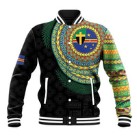 Tafea Tribal Tattoo with Namele Leaves Baseball Jacket LT03 Unisex Black - Polynesian Pride