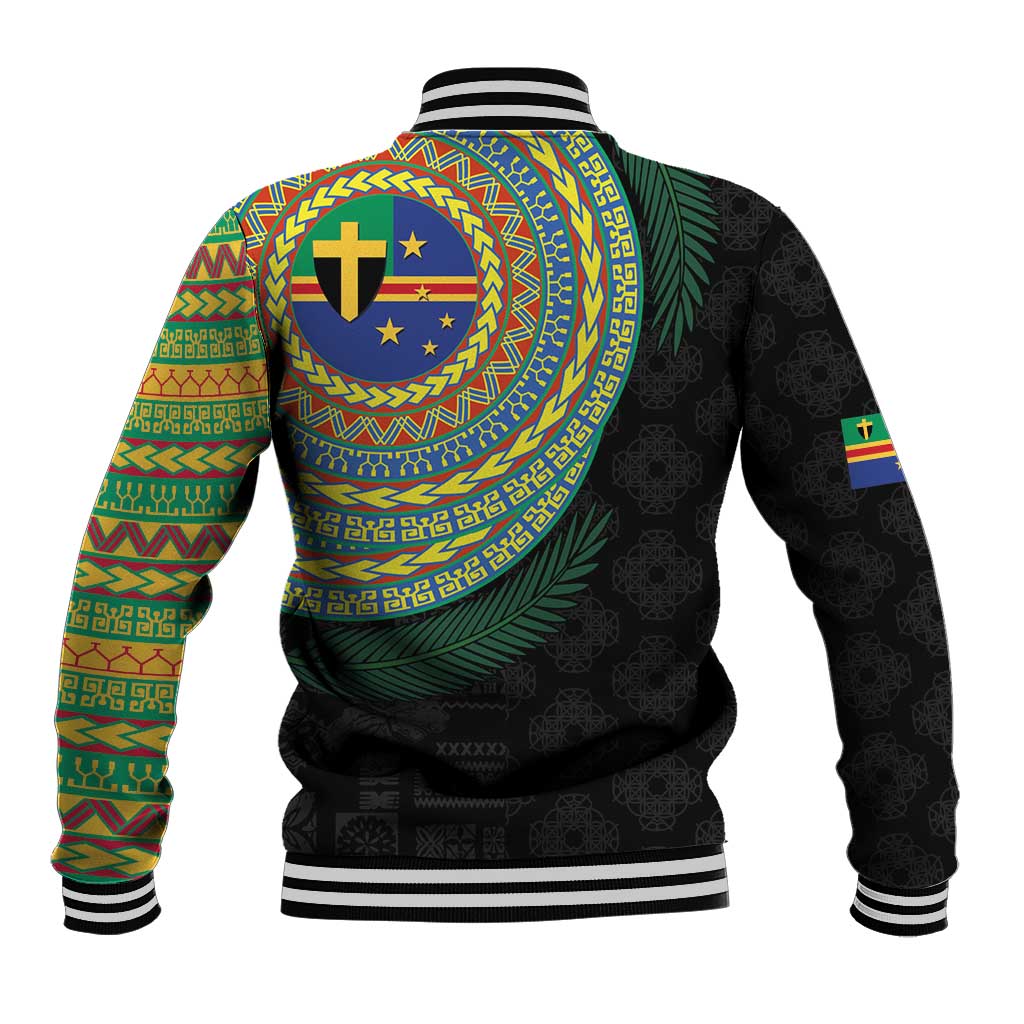 Tafea Tribal Tattoo with Namele Leaves Baseball Jacket LT03 - Polynesian Pride